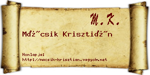 Mácsik Krisztián névjegykártya
